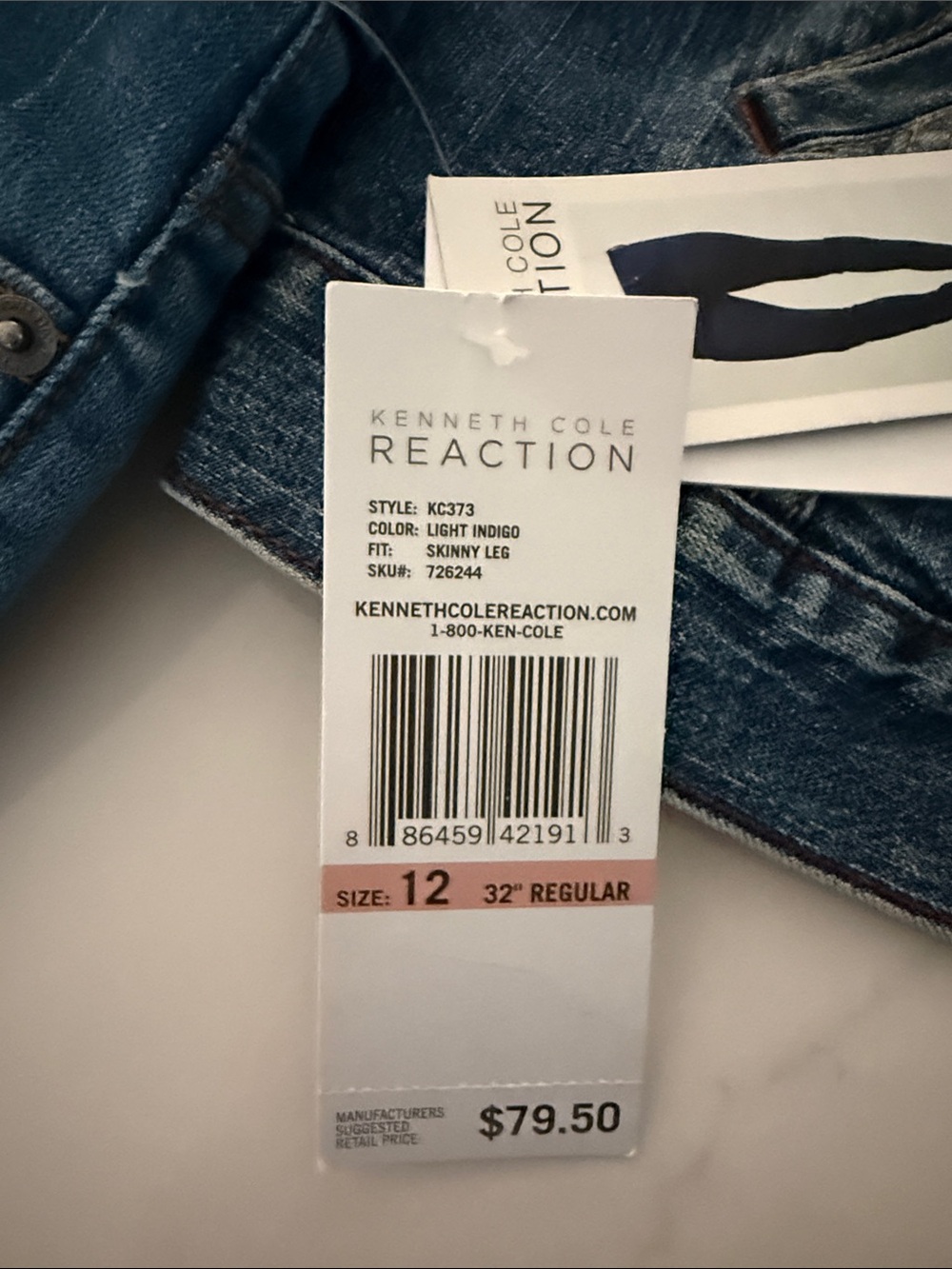 Kenneth Cole Reaction Light Indigo Skinny Jeans